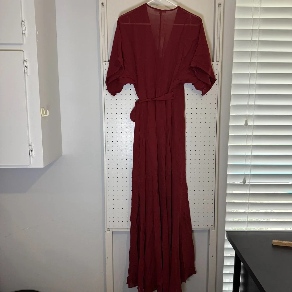 Reformation Winslow Wrap Dress Women's Small Burgundy Viscose Tie Waist‎ NWT - Picture 9 of 13